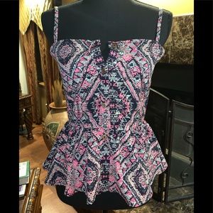 Buttoned Front Peplum Cami Top